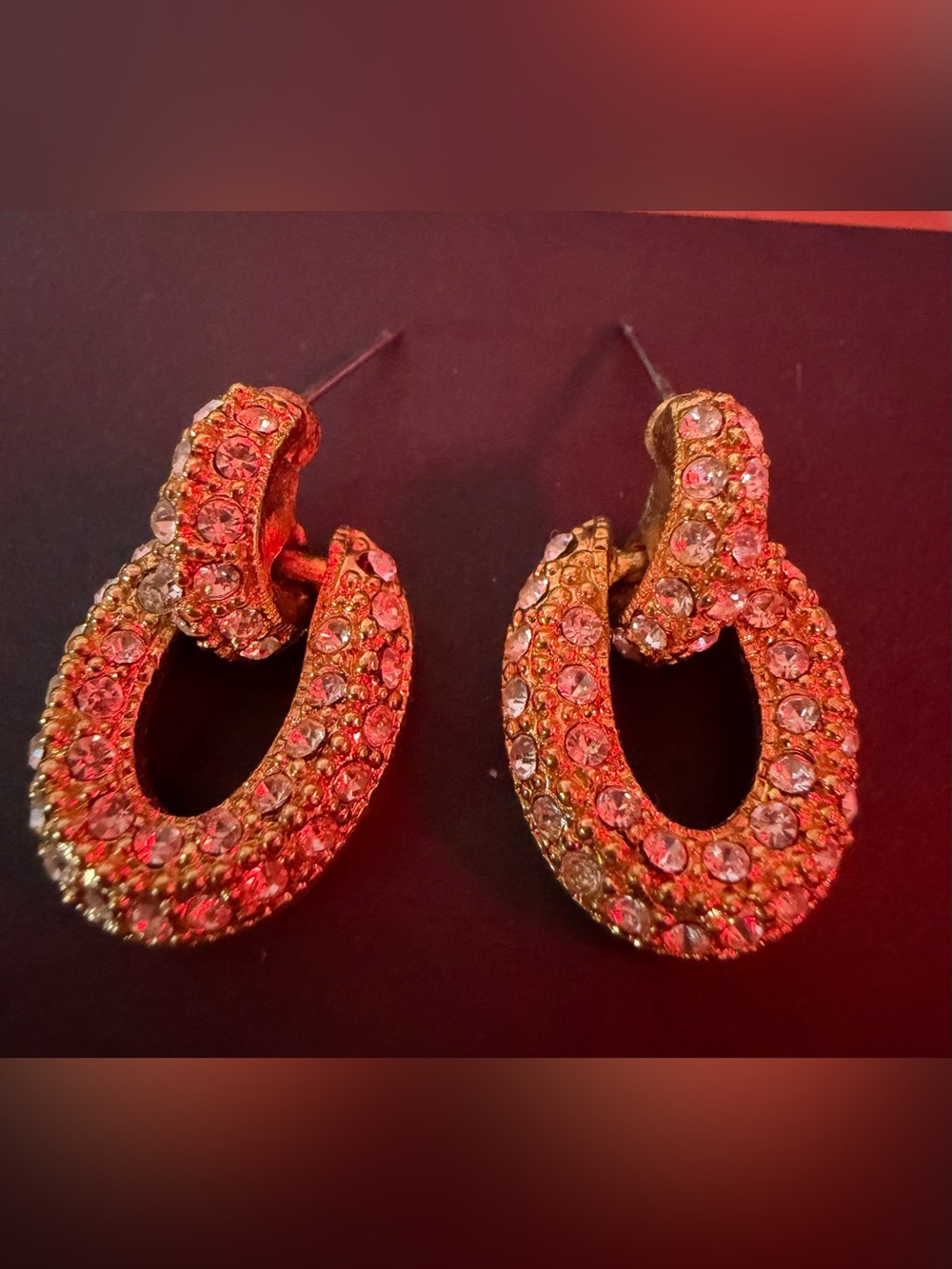 Gold Crystal Hoop Earrings - 1 in length Women Jewelry